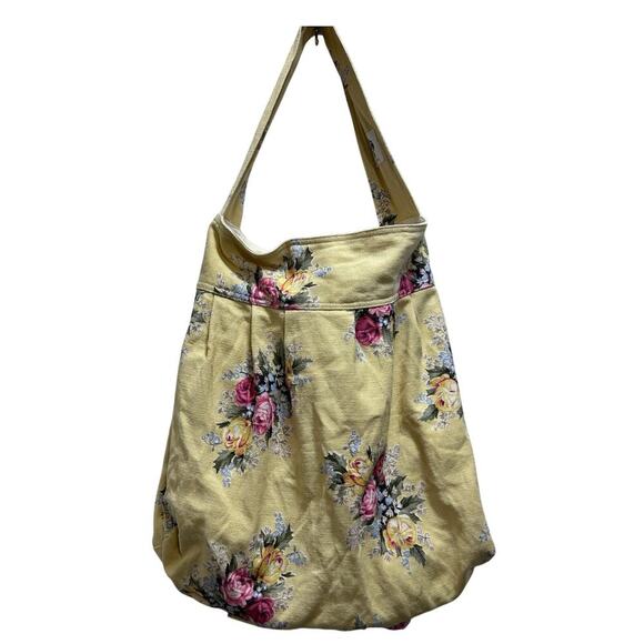 Bayou Salvage Yellow Floral Ruffled Shoulder Bag Handmade Boho Hippie Fabric - Picture 3 of 6